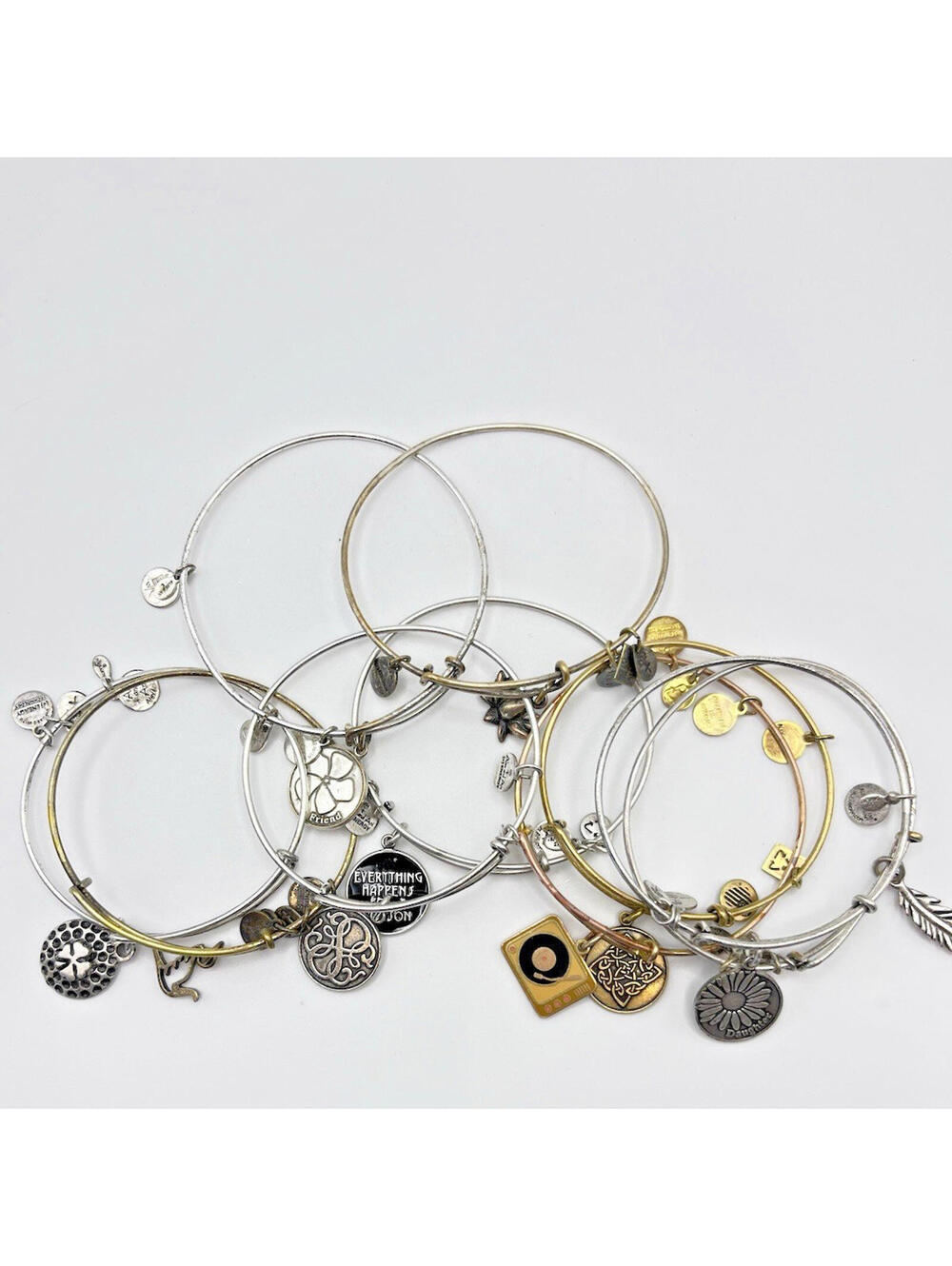 Alex and Ani Expandable Adjustable Wire Bracelet Charms 10 pcs Gold Silver tone - Picture 4 of 4